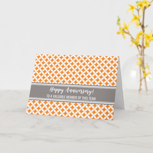 Oranje grijze cirkels Kaart Jubileum werknemer (Gele Bloem)