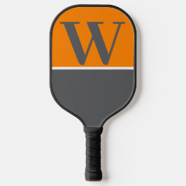 Oranje & Grijze College Team Kleuren Monogram Pickleball Paddle