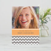 Oranje grijze foto 16e verjaardag kaart (Staand voorkant)