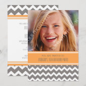 Oranje grijze foto 16e verjaardag kaart (Voorkant / Achterkant)