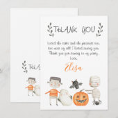 Oranje Grijze Halloween Birthday Dank je wel Kaart (Voorkant / Achterkant)