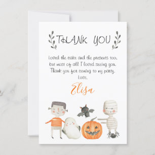 Oranje Grijze Halloween Birthday Dank je wel Kaart
