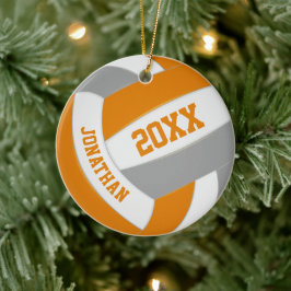 oranje grijze jongens volleybalplokleuren keramisch ornament