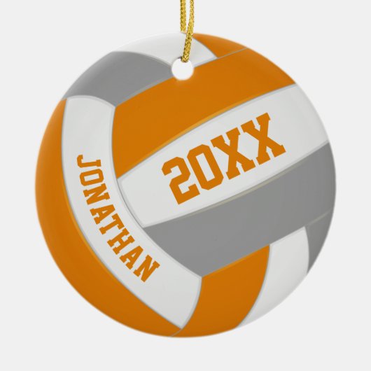 oranje grijze jongens volleybalplokleuren keramisch ornament (Voorkant)