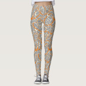 oranje grijze mod retro lussen geometrisch patroon leggings (Voorkant)