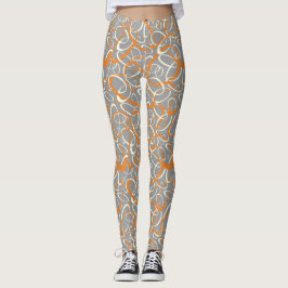 oranje grijze mod retro lussen geometrisch patroon leggings