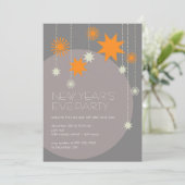 Oranje grijze moderne vuurwerkbal kaart (Staand voorkant)