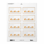 Oranje & Grijze Olifanten Bookplate Fill-in stijl Etiket (Full Sheet)