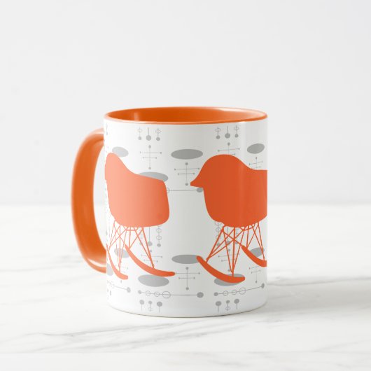 Oranje grijze patroonstoel voor middeleeuwen Silho Mok (Voorkant links)