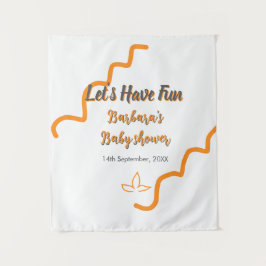 Oranje grijze retro Spaanse baby shower boho moder Wandkleed