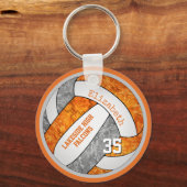 oranje grijze school kleuren aangepaste naam volle sleutelhanger (Voorkant)