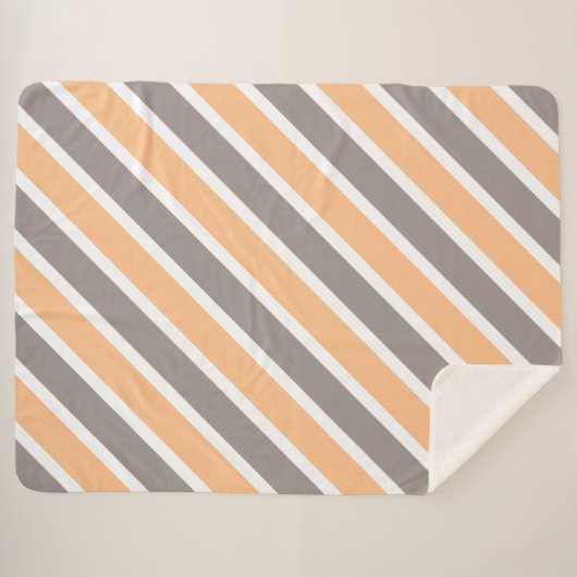 Oranje grijze strepen sherpa deken (Voorkant (horizontaal))