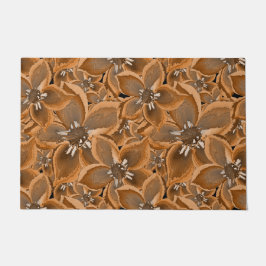 Oranje, grijze waterverf bloemen. deurmat