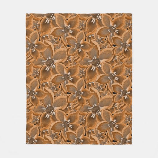 Oranje, grijze waterverf bloemen. fleece deken (Voorkant)