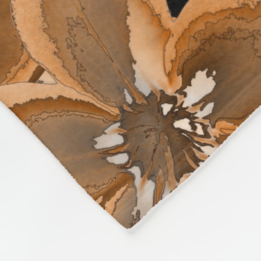 Oranje, grijze waterverf bloemen. fleece deken (Hoek)