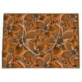 Oranje, grijze waterverf bloemen. groot cadeauzakje (Voorkant)