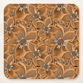 Oranje, grijze waterverf bloemen. kartonnen onderzetters