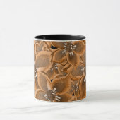 Oranje, grijze waterverf bloemen. mok (Midden)