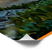 Oranje grindwagen in de bergen perfect poster (Hoek)