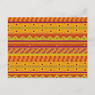 Oranje Groen Abstract Aztec Tribal Print Pattern Briefkaart