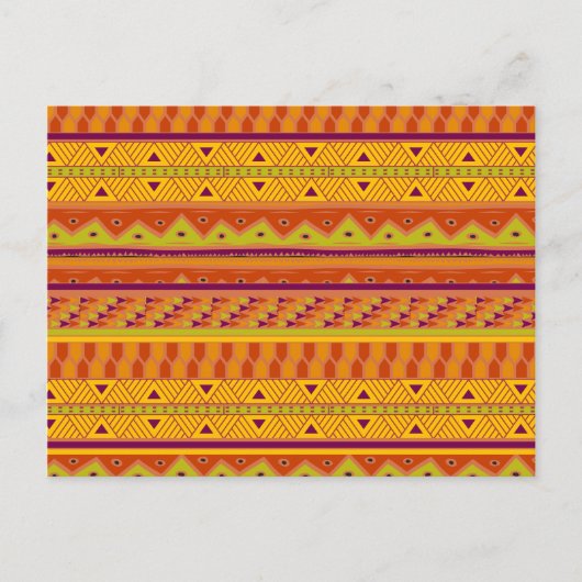 Oranje Groen Abstract Aztec Tribal Print Pattern Briefkaart (Voorkant)