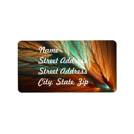 Oranje & Groen Abstract Fractal Adres Sticker (Voorkant)