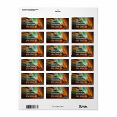 Oranje & Groen Abstract Fractal Adres Sticker (Full Sheet)