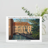 Oranje Groen Blauw Brugge Kanaaluitnodiging Kaart (Staand voorkant)