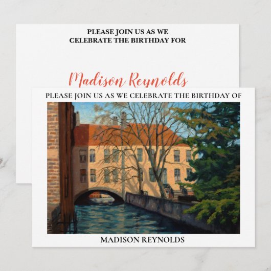 Oranje Groen Blauw Brugge Kanaaluitnodiging Kaart (Voorkant / Achterkant)