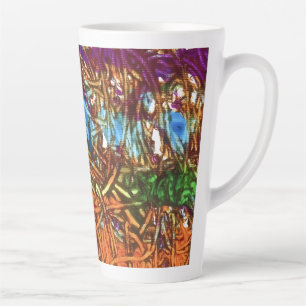 Oranje, Groen, Blauw, Paarse Marmer Kunstwerk Latte Mok