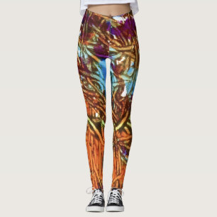 Oranje, Groen, Blauw, Paarse Marmer Kunstwerk Leggings