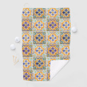 Oranje-groen-blauw Tegel golfhanddoek (Insitu)