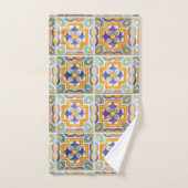Oranje-groen-blauw Tegel handdoek (Handdoek)