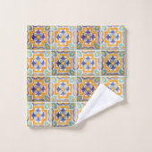 Oranje-groen-blauw Tegel handdoek (Wasdoekje)
