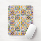 Oranje-groen-blauw Tegel Mousepad Muismat (Met muis)