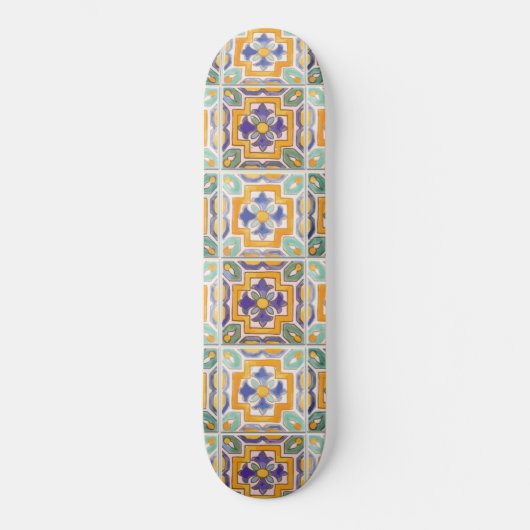 Oranje-groen-blauw Tegel skateboard (Voorkant)