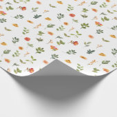 Oranje groen bloembotanisch cadeaupapier (Hoek)