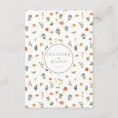 Oranje groen bloemenrustiek bruiloft details Kaart (Achterkant)