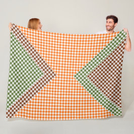 ORANJE GROEN & BRUIN RUTENPATROON FLEECE DEKEN