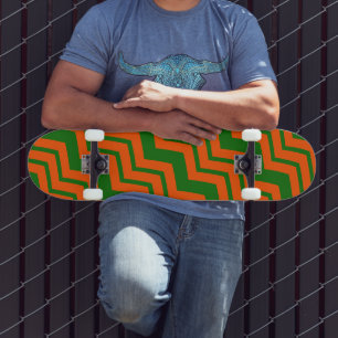 Oranje Groen Chevron Zigzag Ontwerp Persoonlijk Skateboard