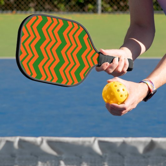 Oranje Groen Chevron Zigzag Ontwerp Pickleball Paddle (Insitu)