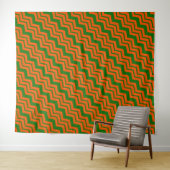 Oranje Groen Chevron Zigzag Ontwerp  Wandkleed (In Situ (horizontaal))