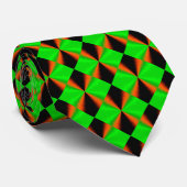 Oranje groen diamantpatroon stropdas (Opgerold)