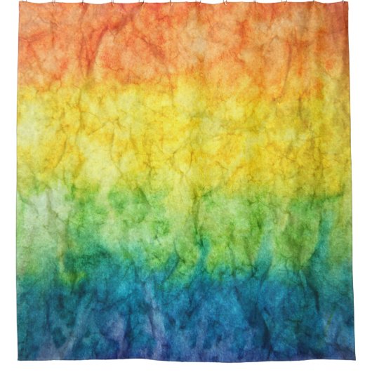 Oranje groen en blauw abstract schilderij douchegordijn (Voorkant)