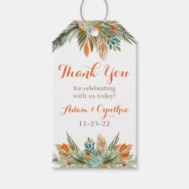 Oranje, Groen en Bruin Floral Label van de Douane  Cadeaulabel