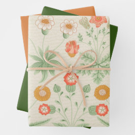  Oranje, groen en Daisy Pattern Inpakpapier Vel