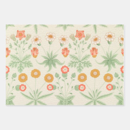  Oranje, groen en Daisy Pattern Inpakpapier Vel