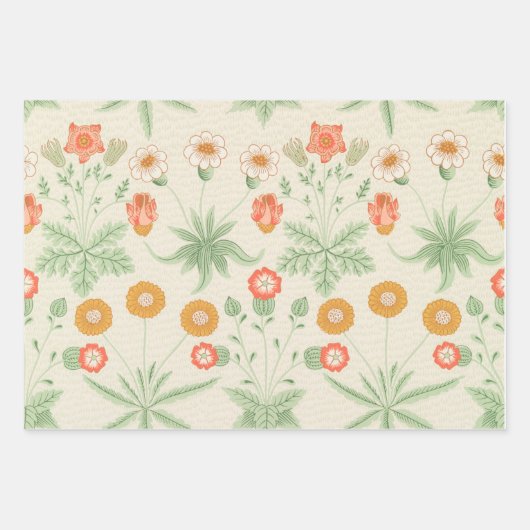  Oranje, groen en Daisy Pattern Inpakpapier Vel (Voorkant)