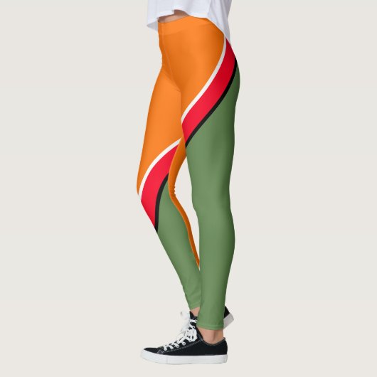 Oranje, groen en rood diagram leggings (Links)