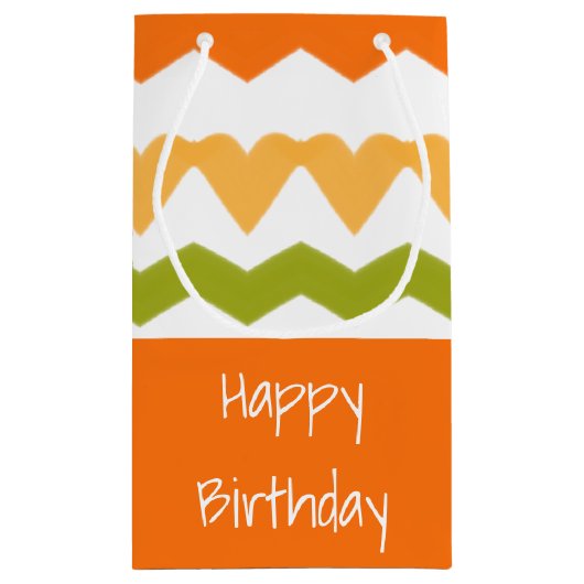 Oranje groen en wit klein cadeauzakje (Achterkant)